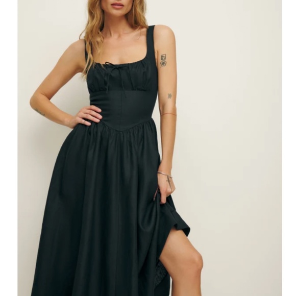 NWT Reformation Balia Linen Dress - Black - Picture 2 of 8